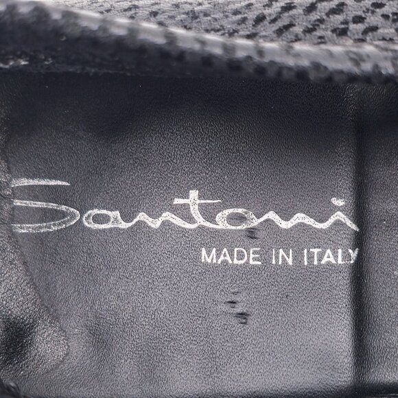 Santoni Italy Soft Black Deerskin Mens size 10.5 Paine Strap Loafers Dress Shoes - Picture 11 of 11